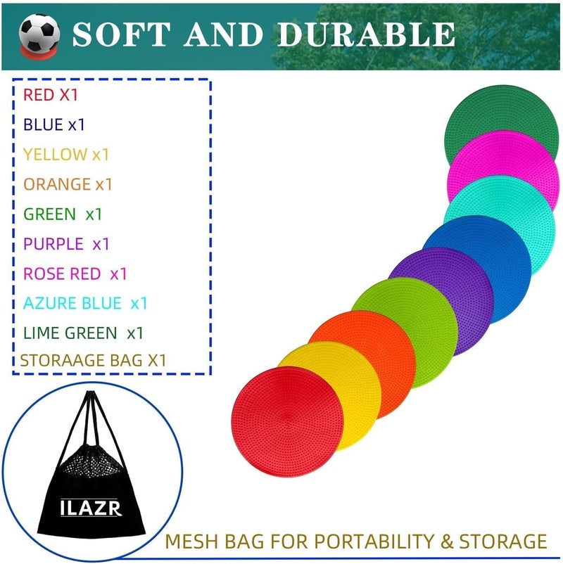 ILAZR Non Slip Agility Marker Aggregate Dots 9 inch 5/9 Color Floor Dot Marker for Classroom Dance Sports Football Basketball Speed Agility Training - Image 3